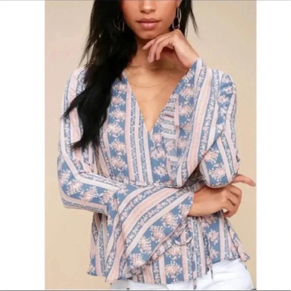 Lulus Womens Love is Enough Floral Wrap Top - Picture 2 of 9